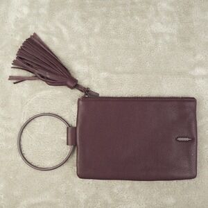 Thacker Nolita Purple Leather Ring Handle Clutch Purse Handbag Wristlet